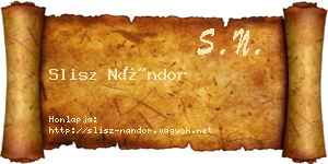 Slisz Nándor névjegykártya